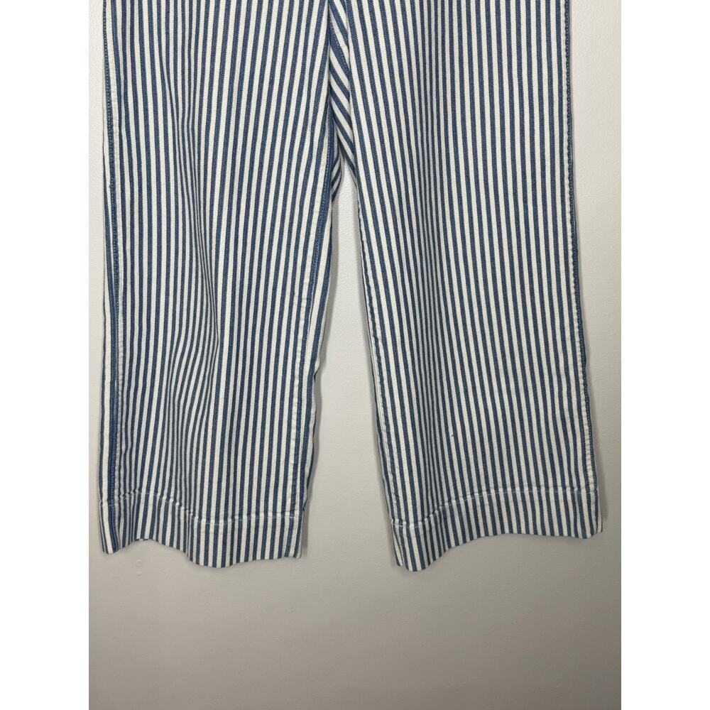 Madewell Wide Leg Pants Womens 25 Blue White Stripe Preppy High Rise Crop - Picture 5 of 12